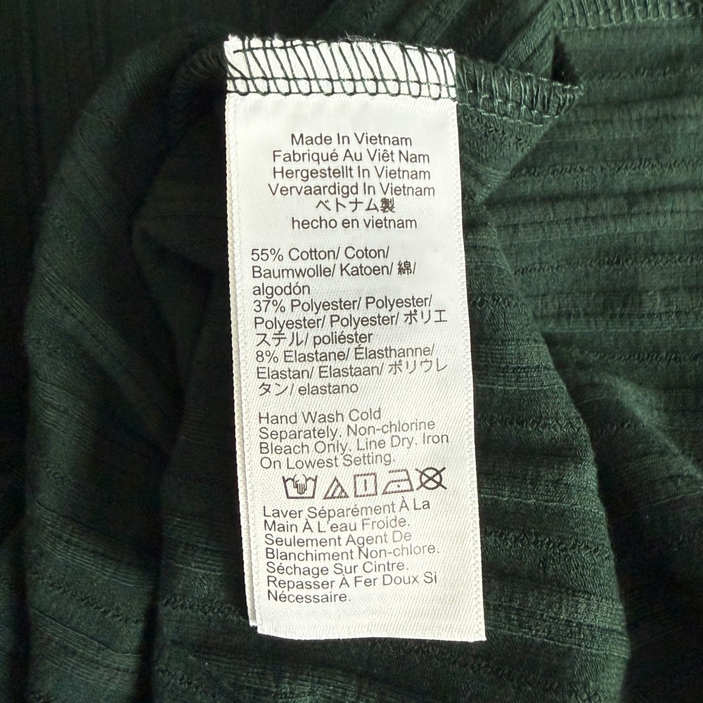 J.Crew Womens Forest Green Ribbed Mock Neck Lettuce Edge Long Sleeve Top Size L - Picture 6 of 9